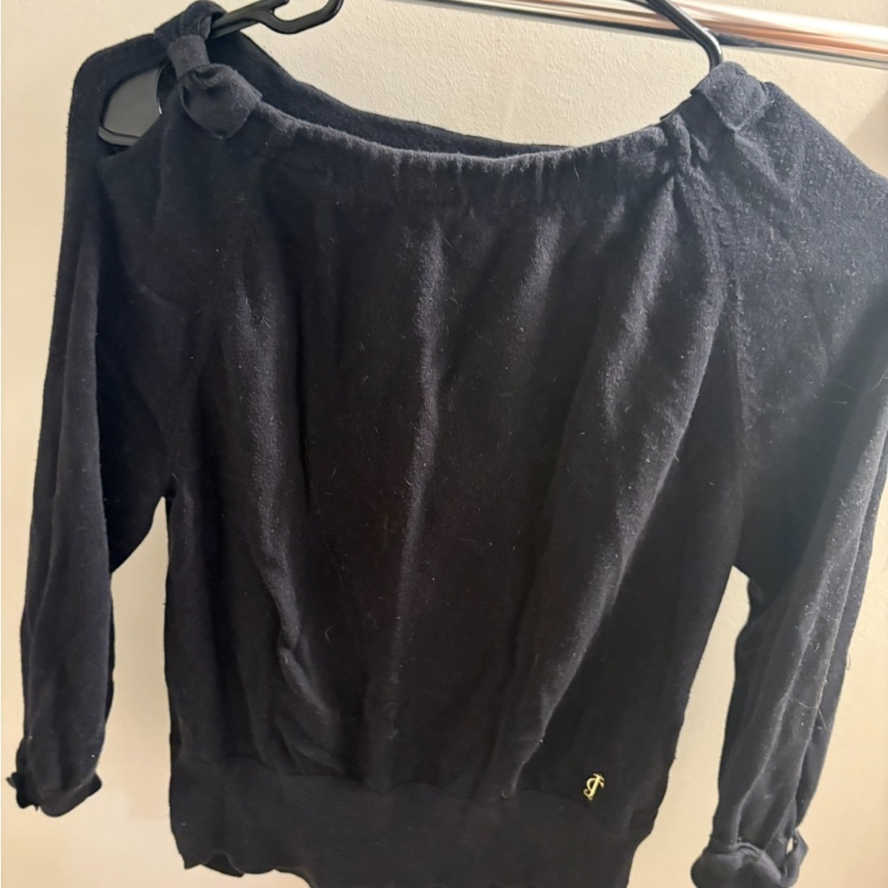 Juicy Couture Cold-Shoulder Black Sweater